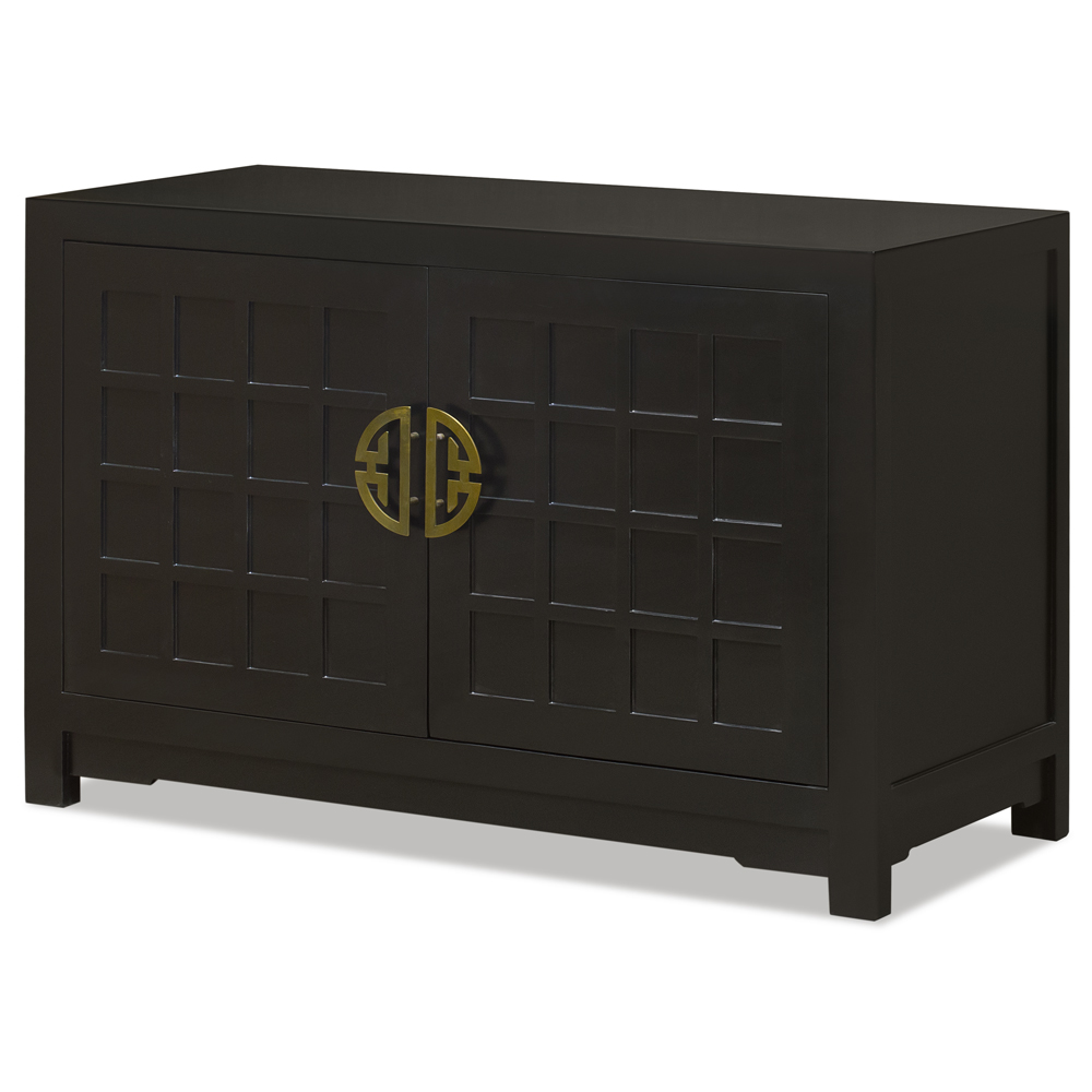 Matte Black Elmwood Japanese Sho Ji Vanity Cabinet