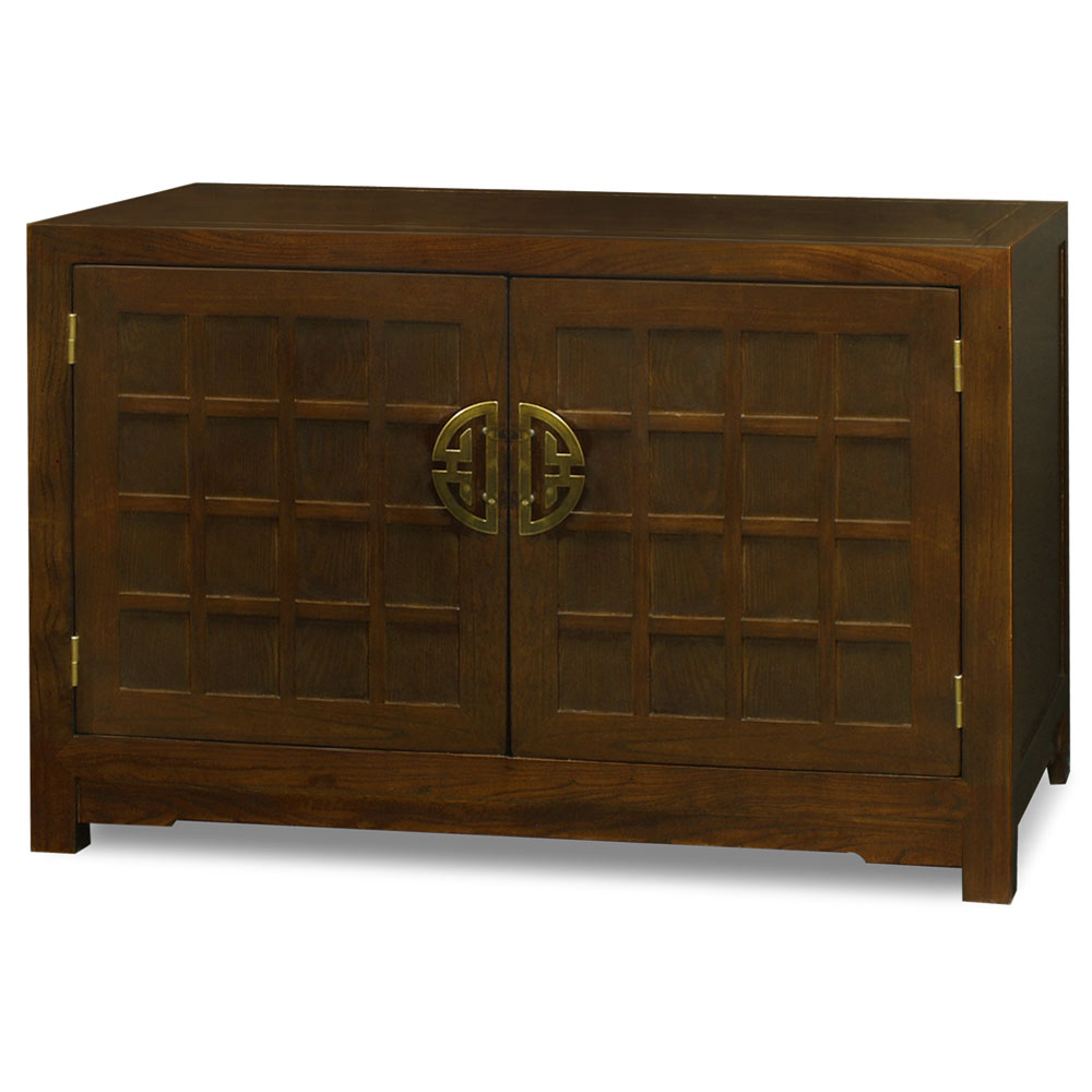 Mahogany Finish Elmwood Oriental Tansu Vanity Cabinet