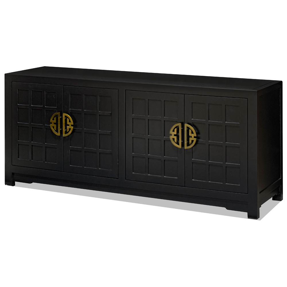 Matte Black Elmwood Japanese Sho Ji Double Vanity Cabinet