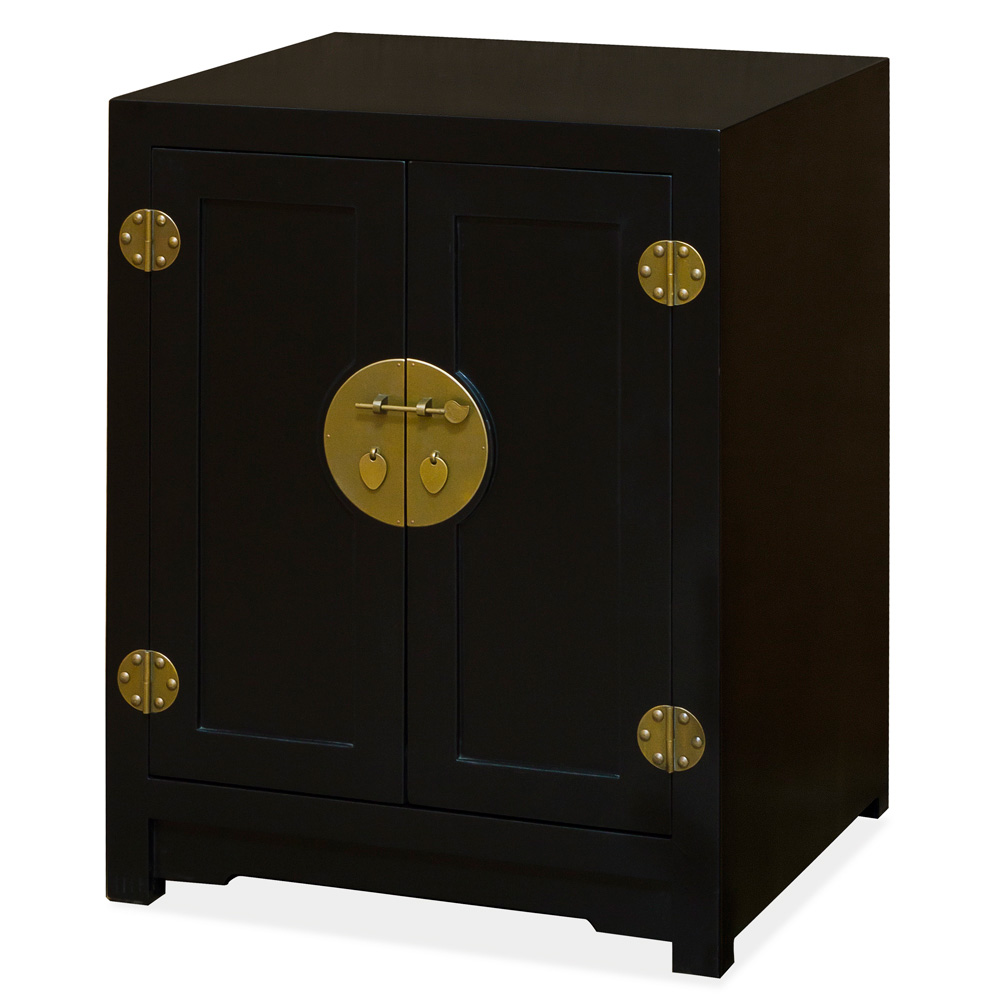 Matte Black Petite Elmwood Chinese Ming Vanity Cabinet