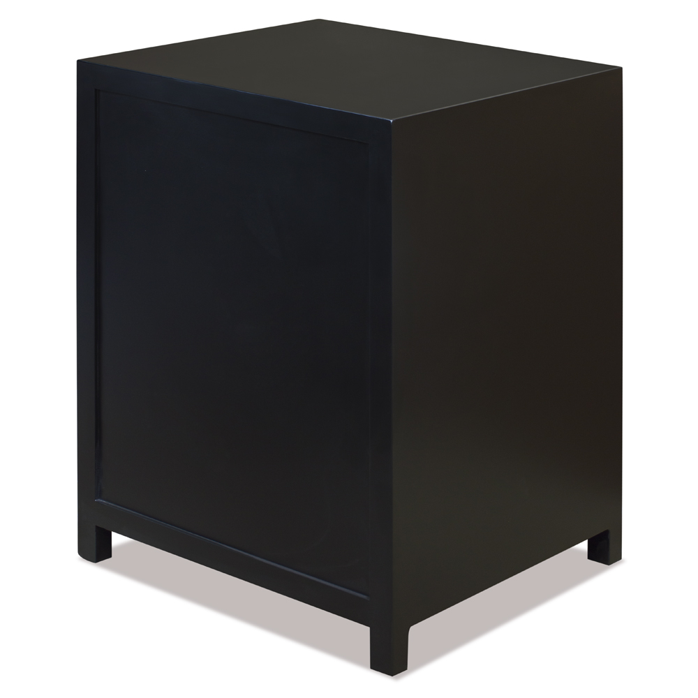 Matte Black Elmwood Chinese Ming Vanity Cabinet