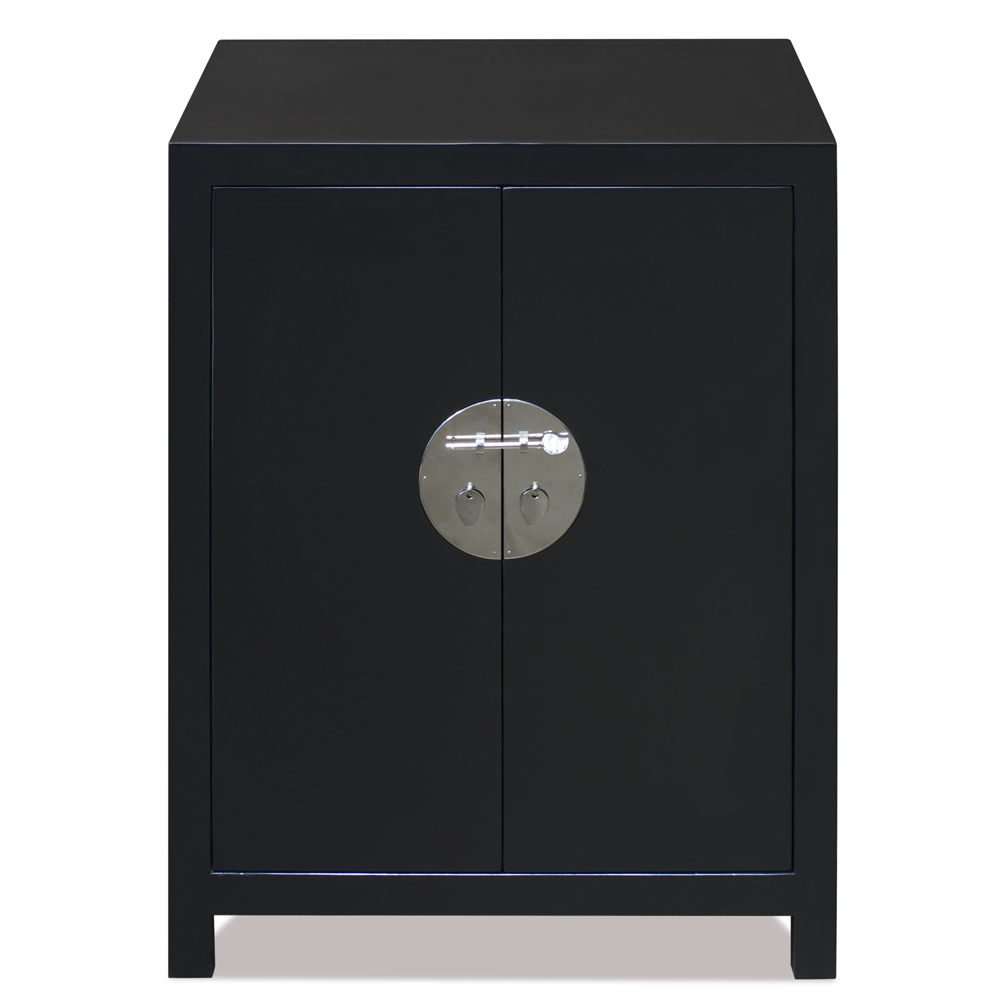 Matte Black Elmwood Chinese Ming Vanity Cabinet