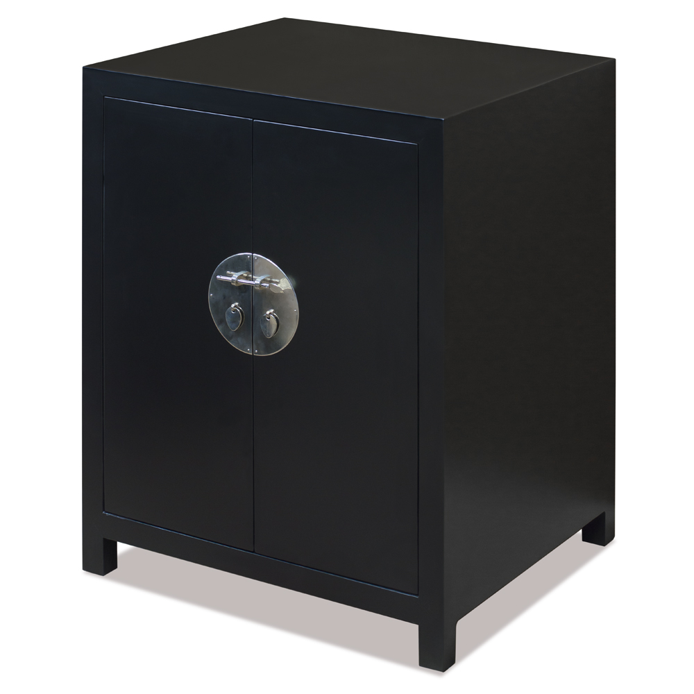 Matte Black Elmwood Chinese Ming Vanity Cabinet