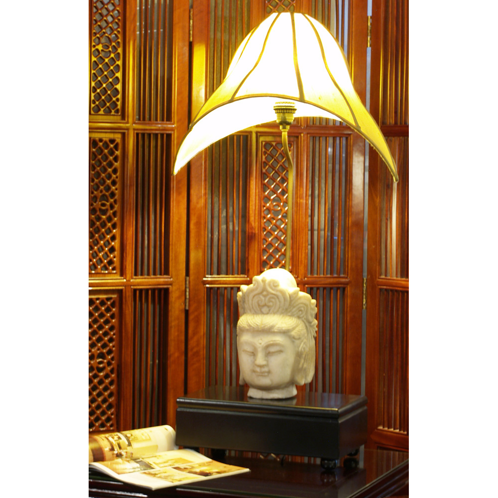 Marble Guanyin Sculpture Oriental Table Lamp