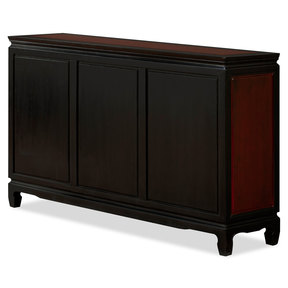 Black Trim Dark Cherry Rosewood Chinese Longevity Sideboard