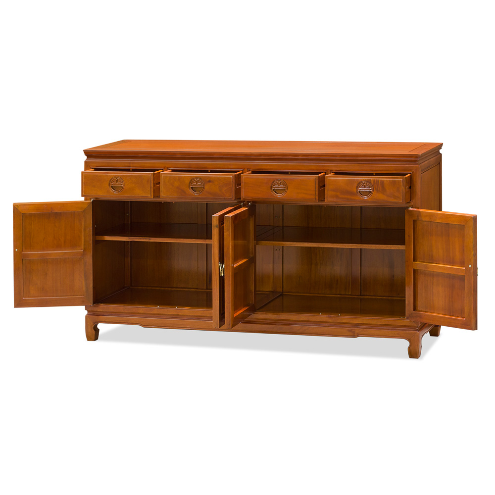 Natural Finish Rosewood Chinese Longevity Sideboard