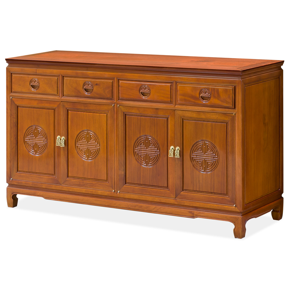 Natural Finish Rosewood Chinese Longevity Sideboard