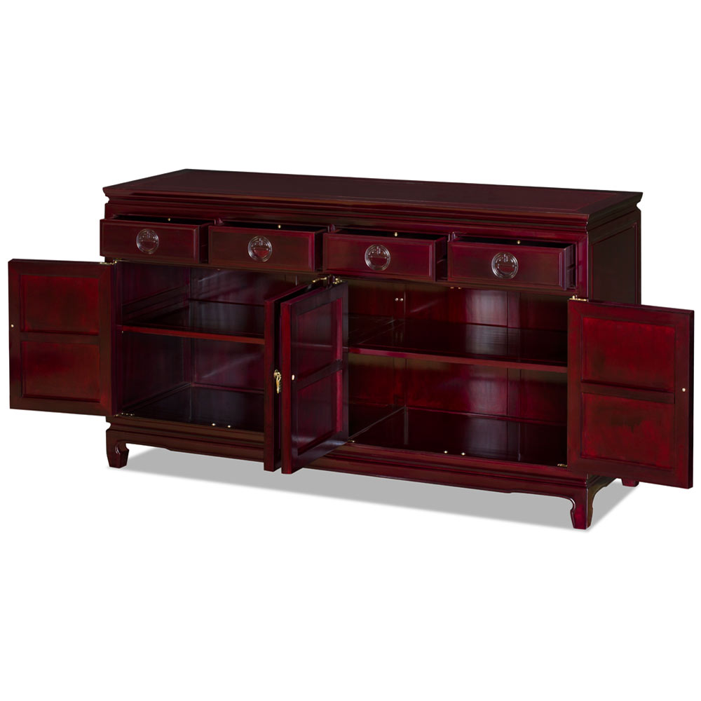 Dark Cherry Rosewood Chinese Longevity Sideboard