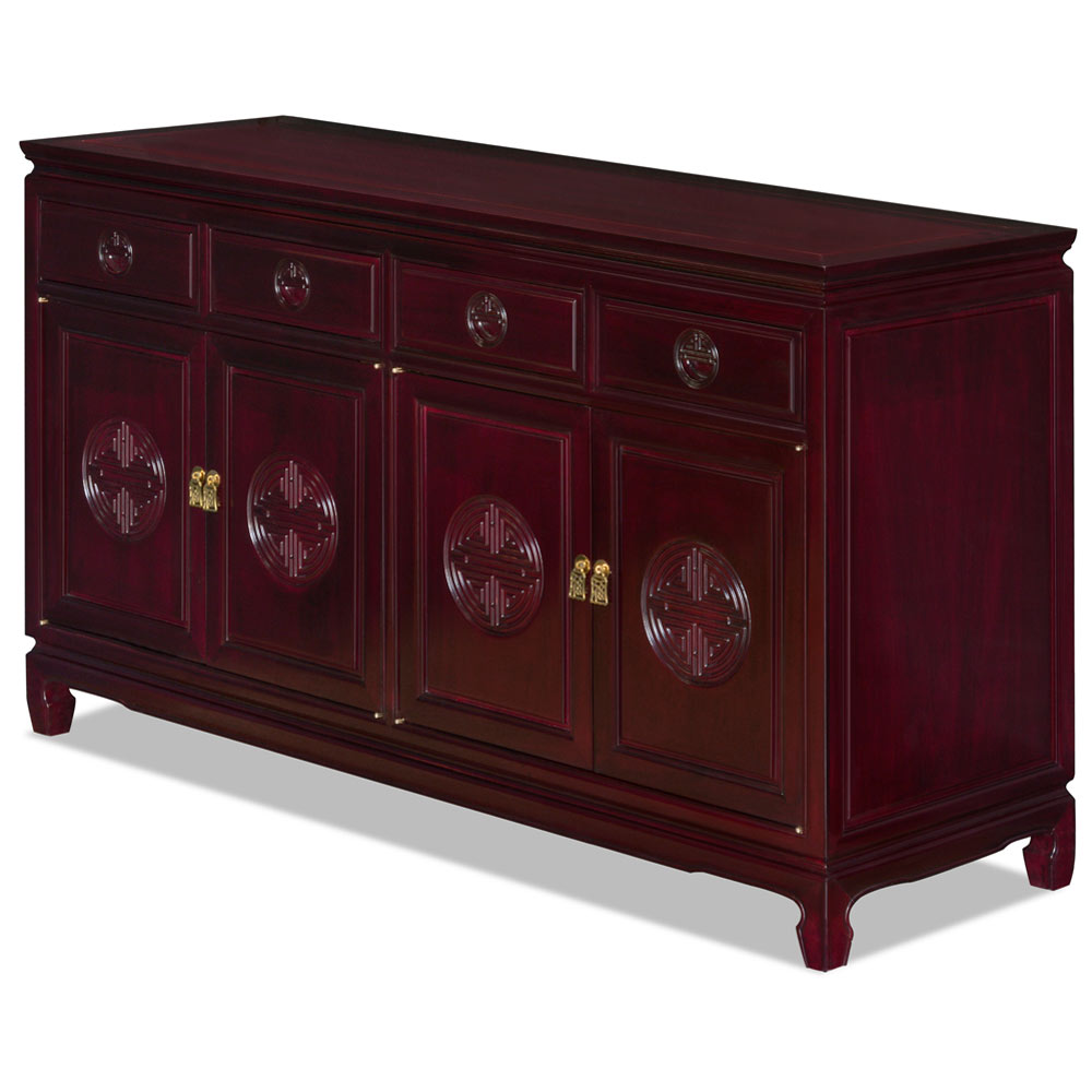 Dark Cherry Rosewood Chinese Longevity Sideboard