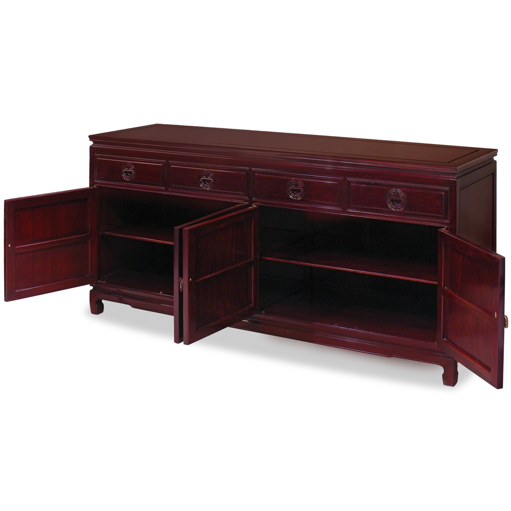 Grand Dark Cherry Rosewood Chinese Longevity Sideboard