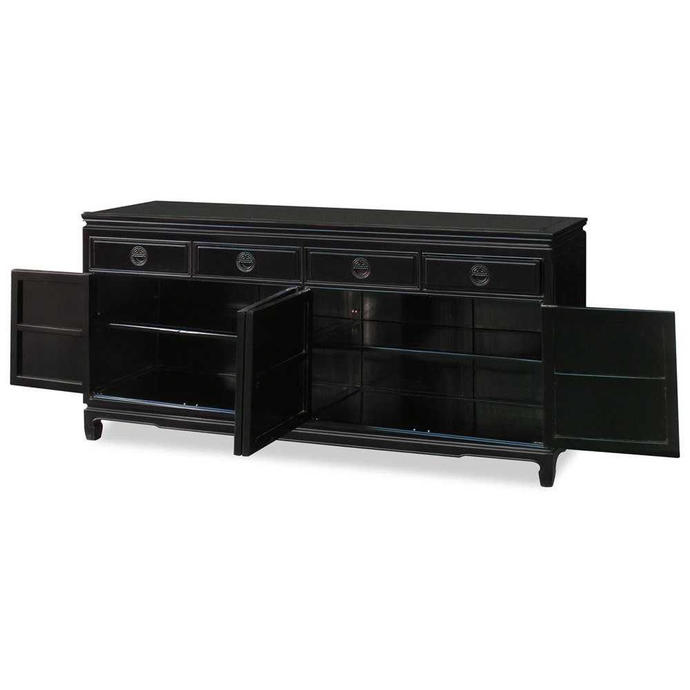 Grand Black Rosewood Chinese Longevity Sideboard