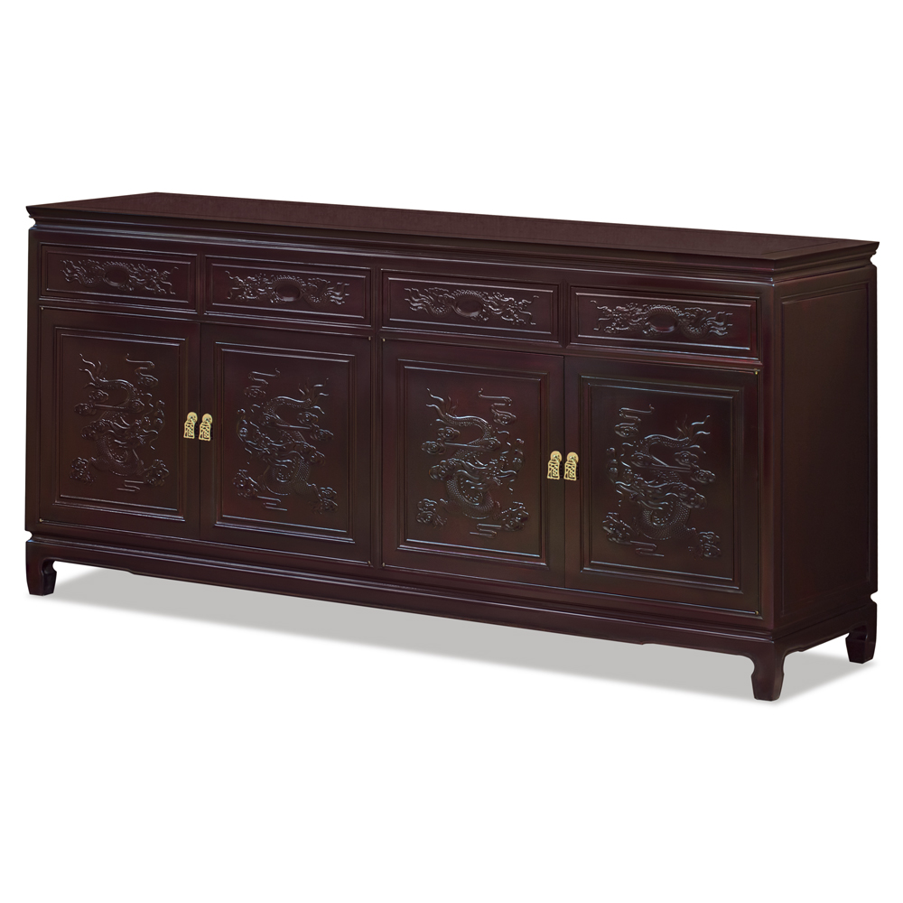 Grand Dark Cherry Rosewood Dragon Oriental Sideboard