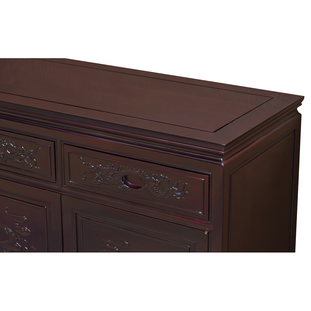 Grand Dark Cherry Rosewood Dragon Oriental Sideboard