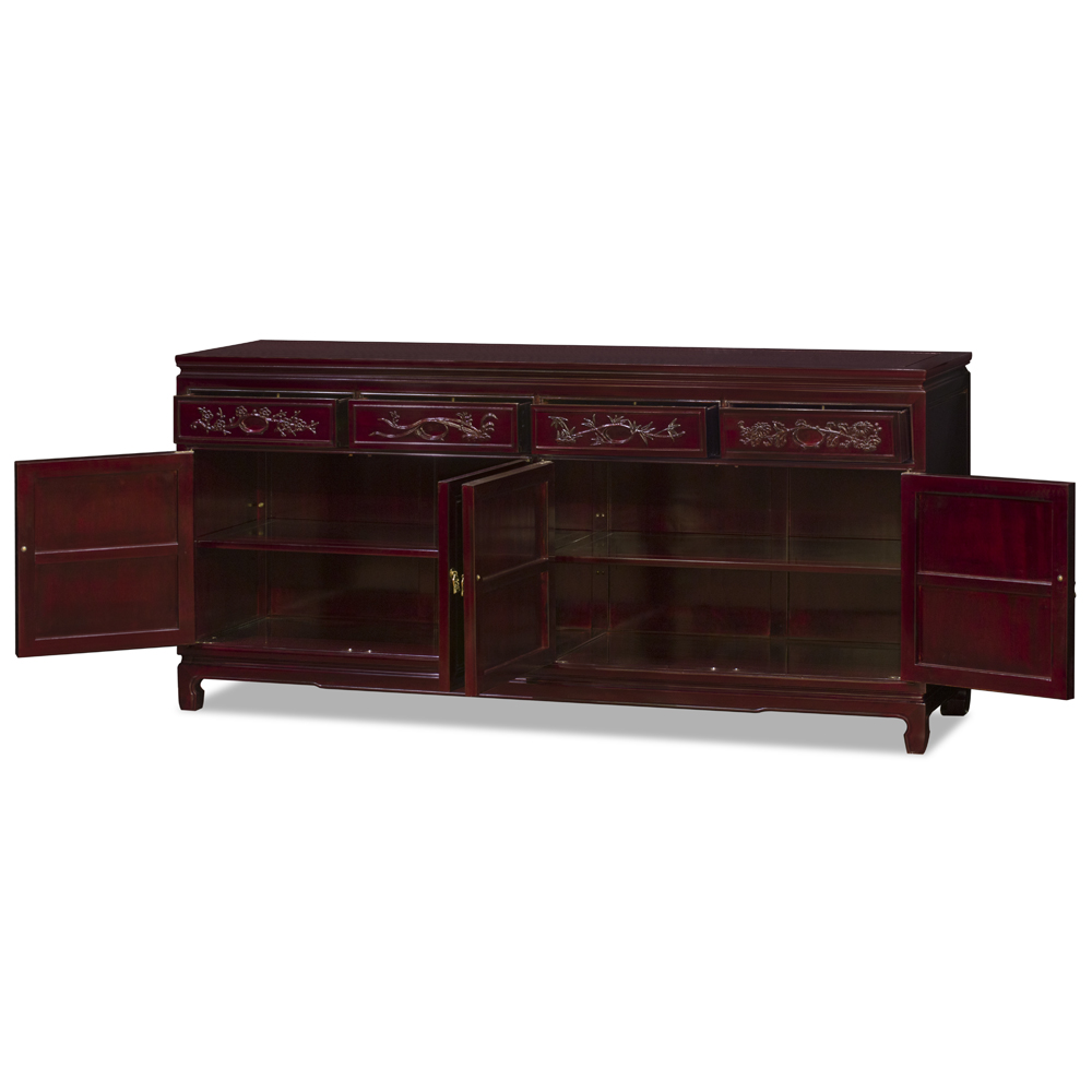 Grand Cherry Rosewood Four Season Flower Oriental Sideboard