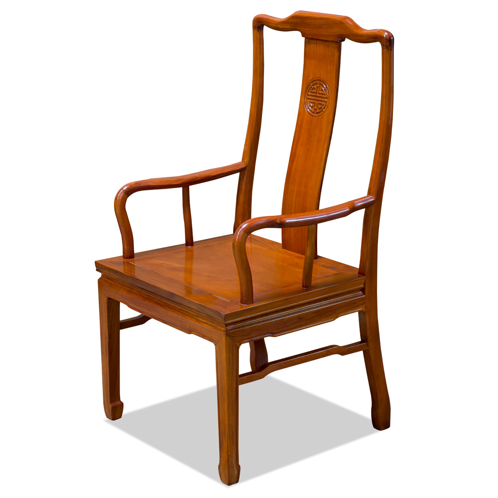 Natural Finish Rosewood Chinese Longevity Arm Chair