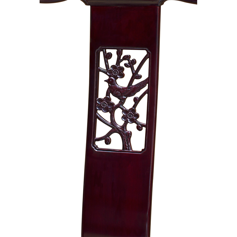 Dark Cherry Rosewood Flower and Bird Oriental Arm Chair