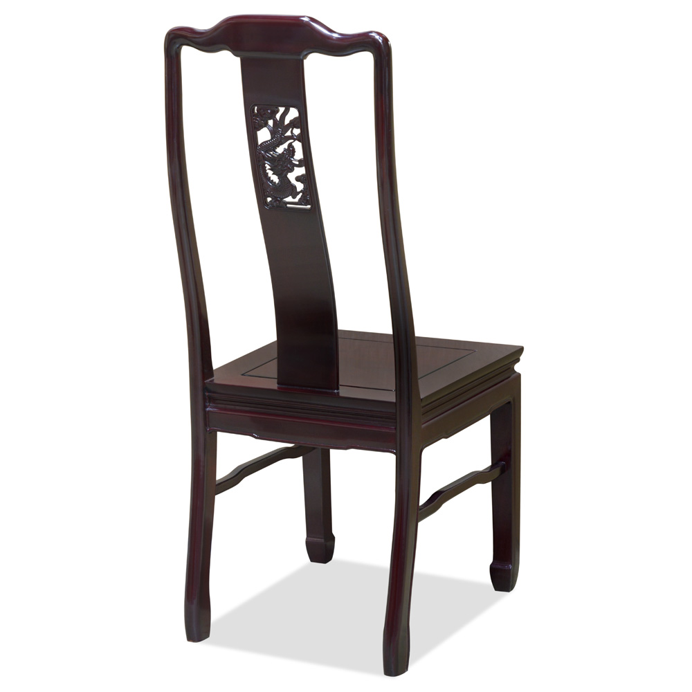 Dark Cherry Rosewood Dragon Oriental Chair