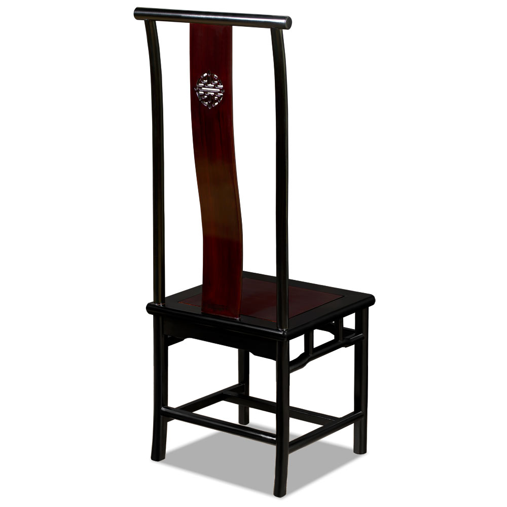 Black Trim Dark Cherry Rosewood Chinese Ming Longevity Tall Chair