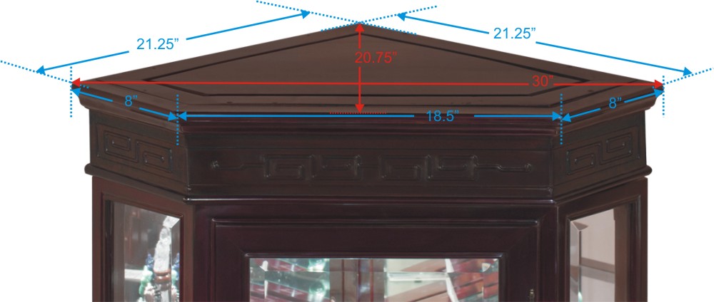 Dark Cherry Rosewood Chinese Longevity Corner Display Cabinet