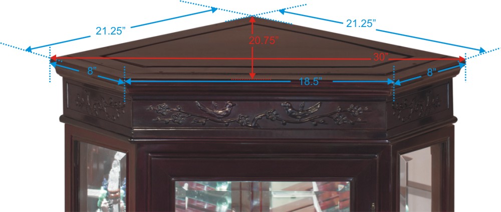 Dark Cherry Rosewood Flower and Bird Oriental Corner Display Cabinet