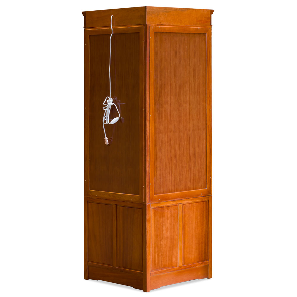 Natural Finish Rosewood Chinese Longevity Corner Display Cabinet