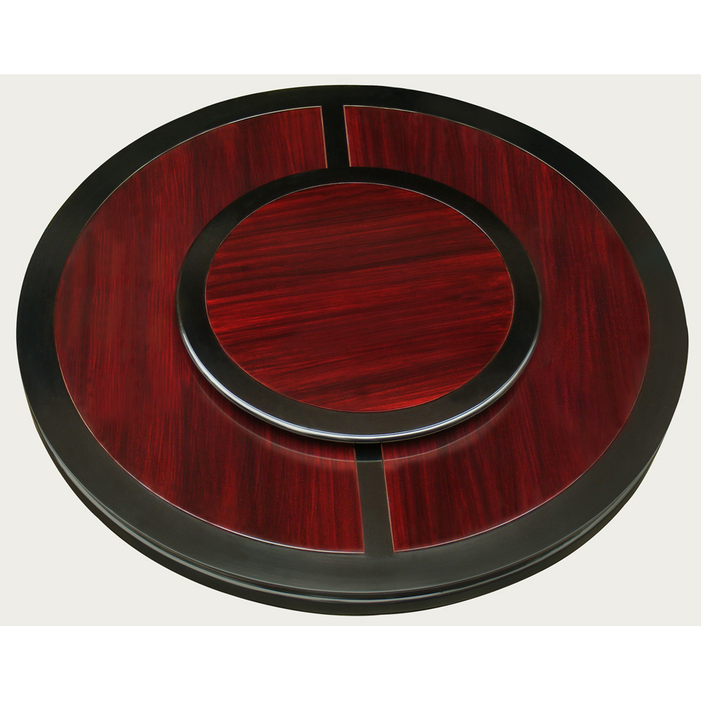 Black Trim Dark Cherry Rosewood Chinese Ming Round Dining Set with 8 Chairs