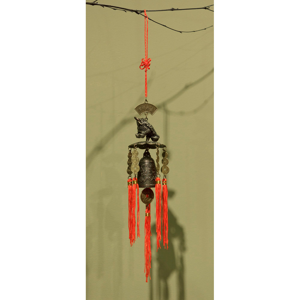 Feng Shui Money Toad Wind Chime with Lucky Red Tassels