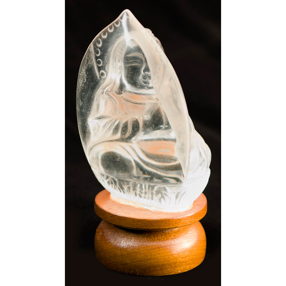 Clear Quartz Sitting Guanyin Chinese Figurine