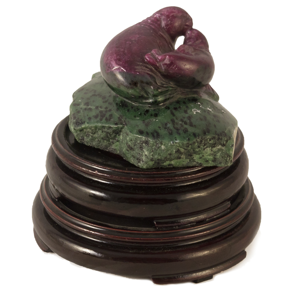 Ruby and Zoisite Seals Chinese Sculpture