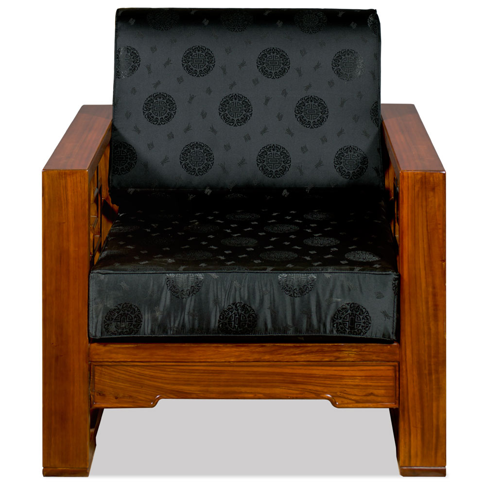 Mahogany Finish Elmwood Wang Zi Chinese Sofa Chair