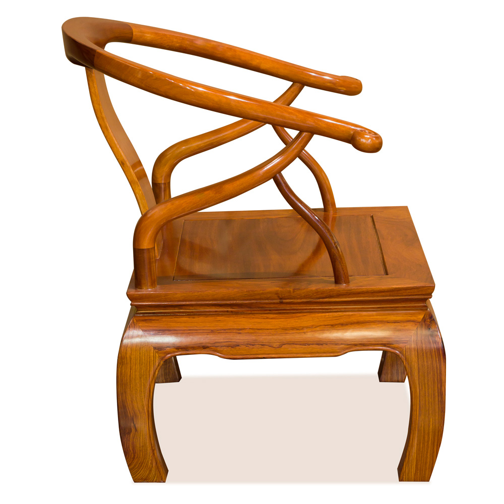 Natural Finish Rosewood Chow Leg Monk Chair