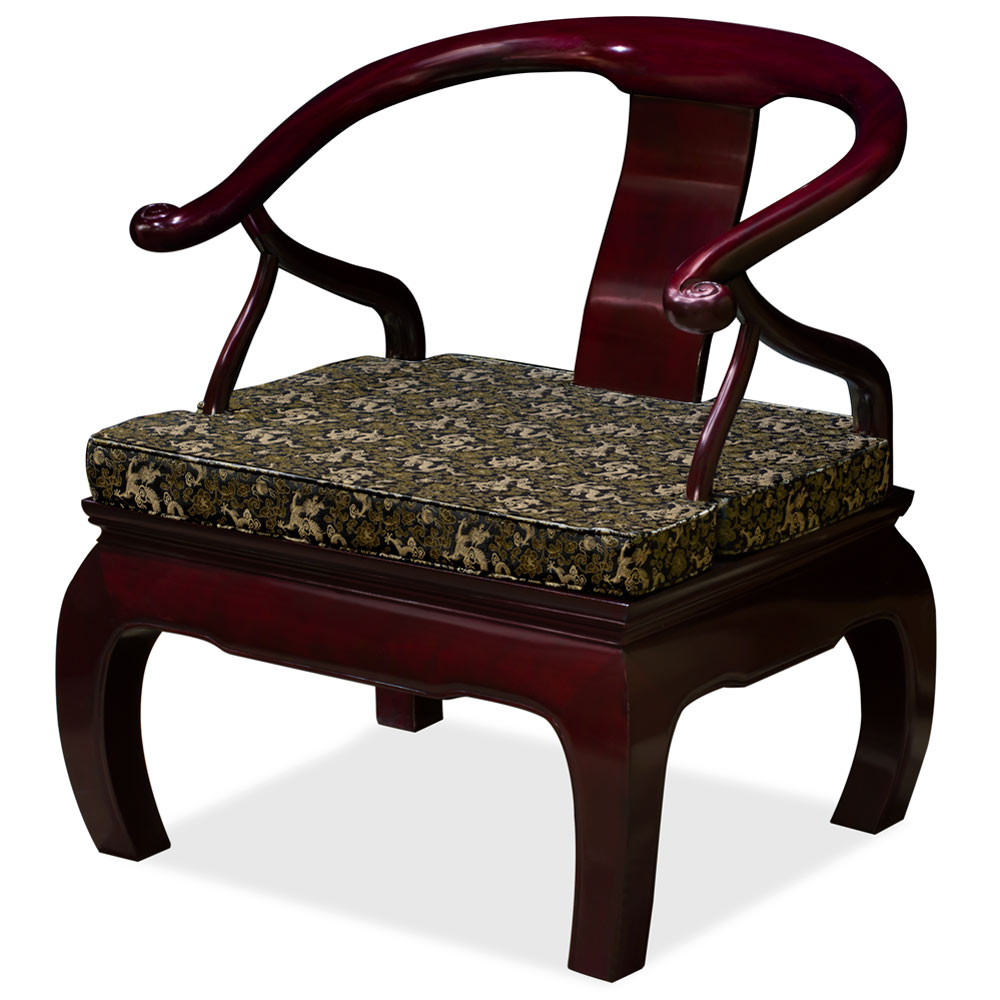 Dark Cherry Rosewood Chow Leg Chinese Monk Chair