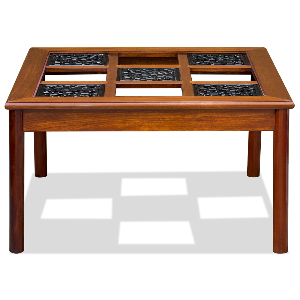 Natural Finish Rosewood Ming Square Chinese Coffee Table