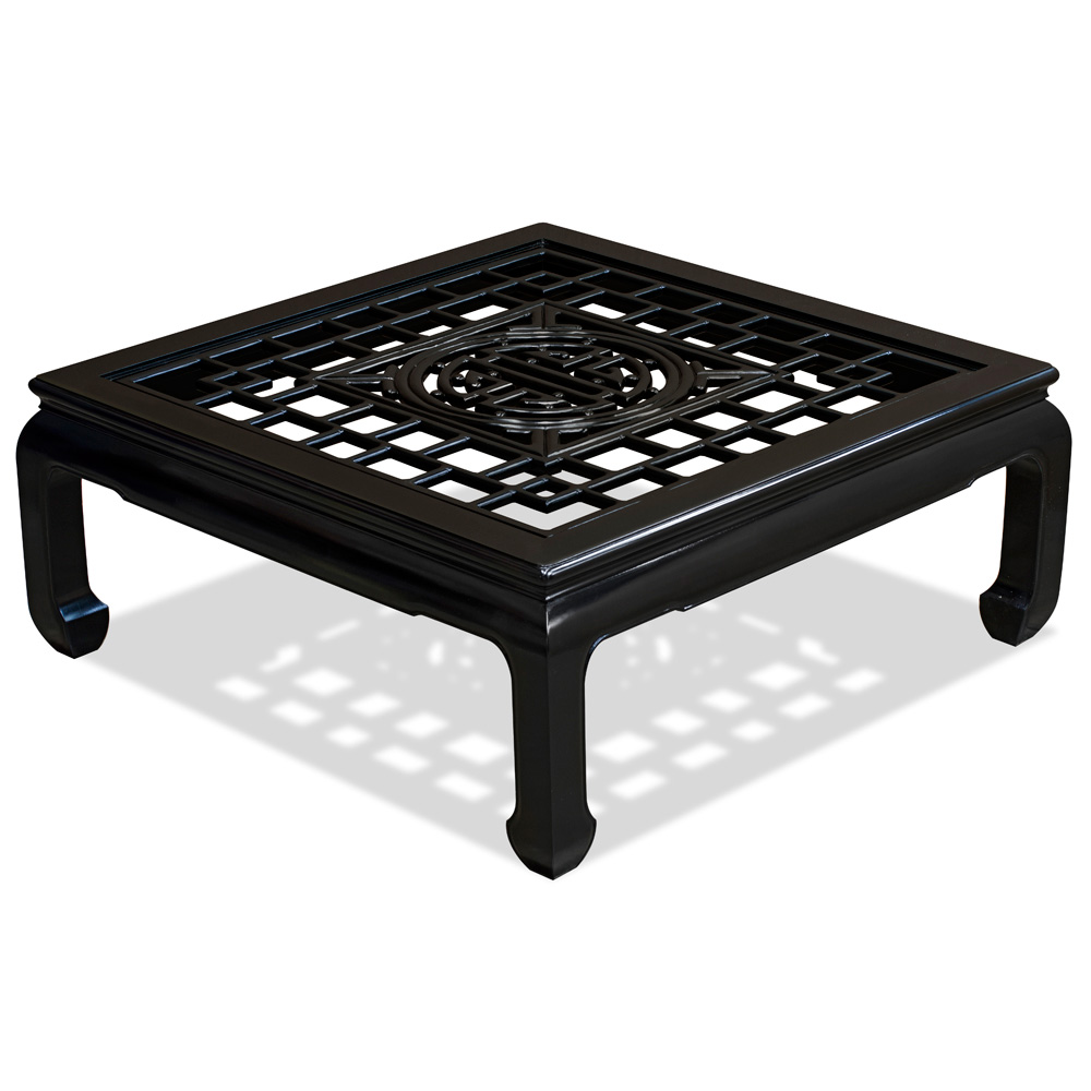 Black Rosewood Longevity Square Asian Coffee Table