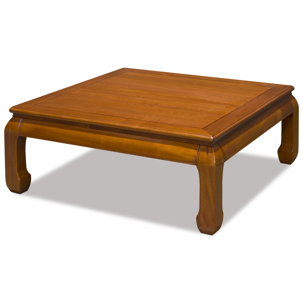 Natural Finish Rosewood Ming Square Asian Coffee Table