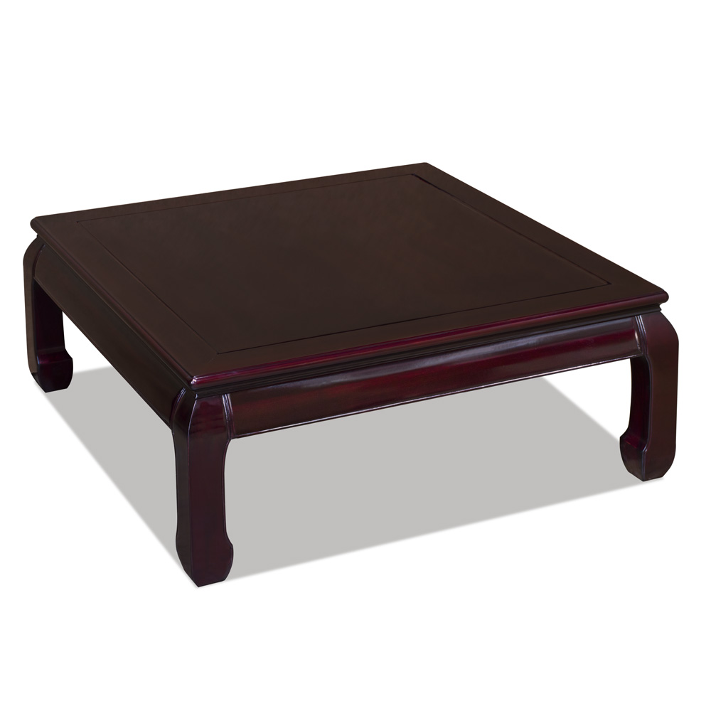 Dark Cherry Rosewood Ming Square Asian Coffee Table