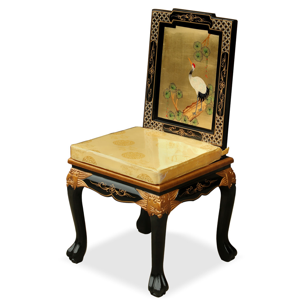 Gold Leaf Crane Harpsichord Style Oriental Desk Set