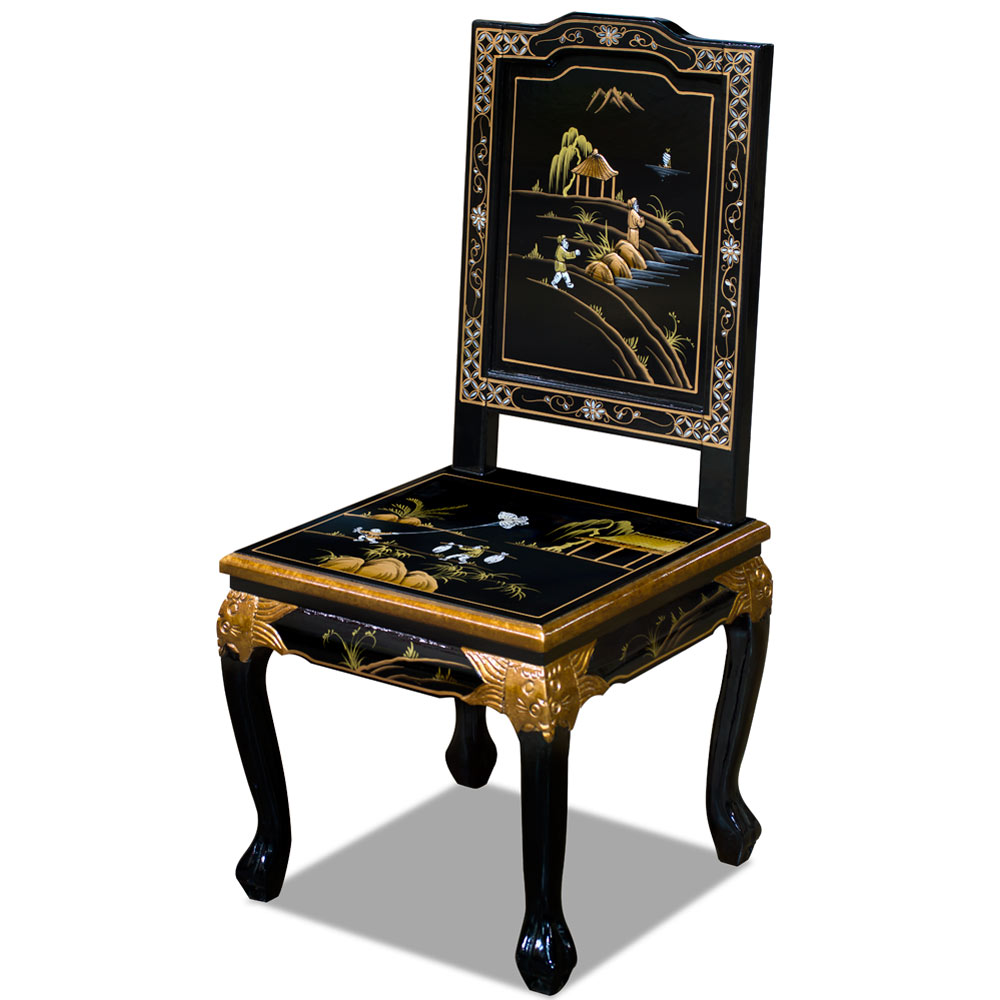 Chinoiserie Scenery Harpsichord Style Oriental Desk Set