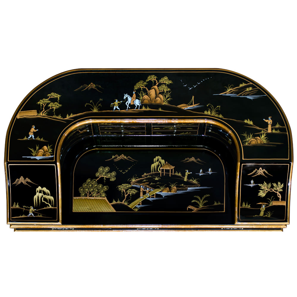 Chinoiserie Scenery Harpsichord Style Oriental Desk Set