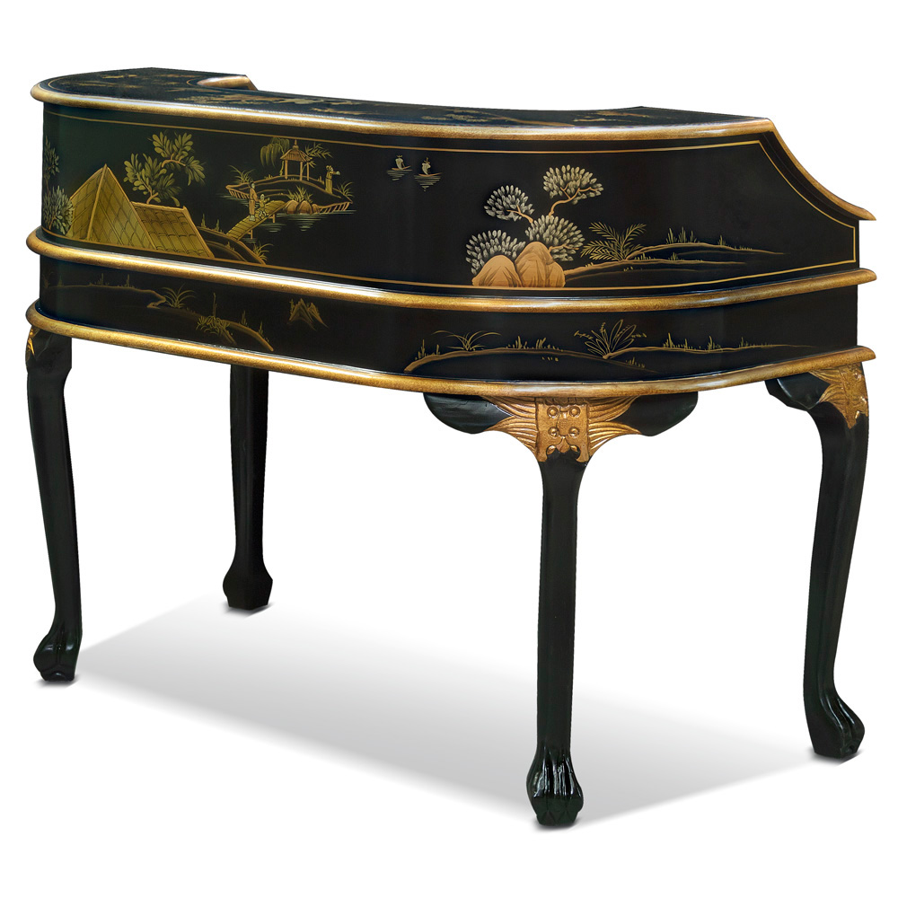 Chinoiserie Scenery Harpsichord Style Oriental Desk Set