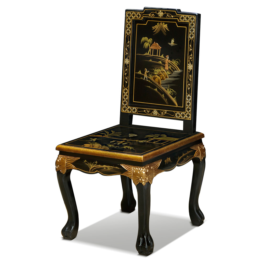 Chinoiserie Scenery Harpsichord Style Oriental Desk Set