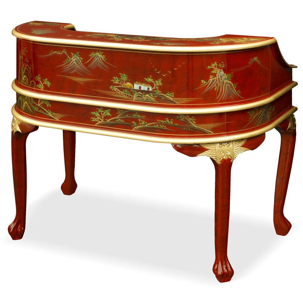 Chinoiserie Scenery Harpsichord Style Oriental Desk Set