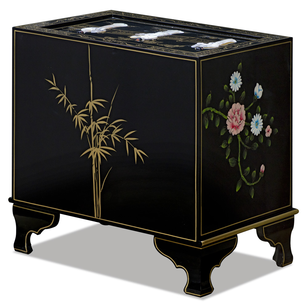 Black Lacquer Mother of Pearl Accent Cabinet