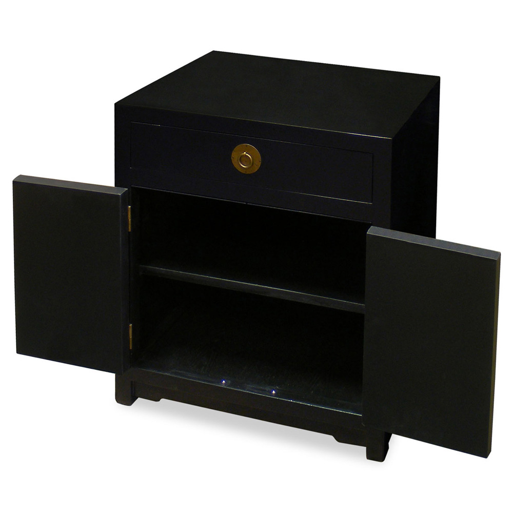 Matte Black Elmwood Chinese Ming Cabinet