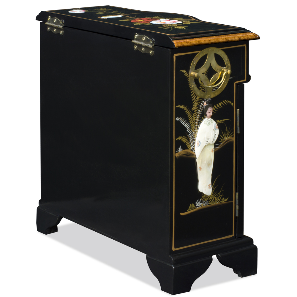 Black Lacquer Mother of Pearl Motif Shan-Shan Jewelry Chest