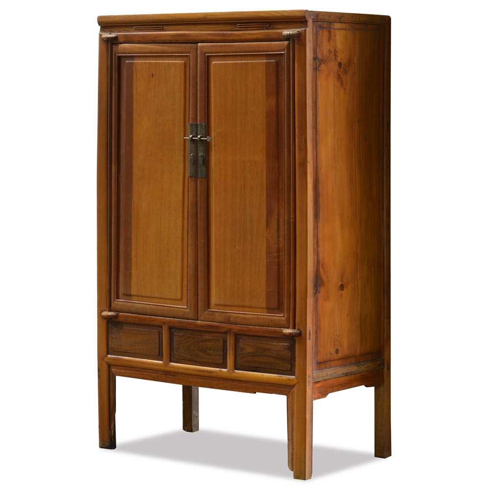 Natural Finish Elmwood Oriental Armoire