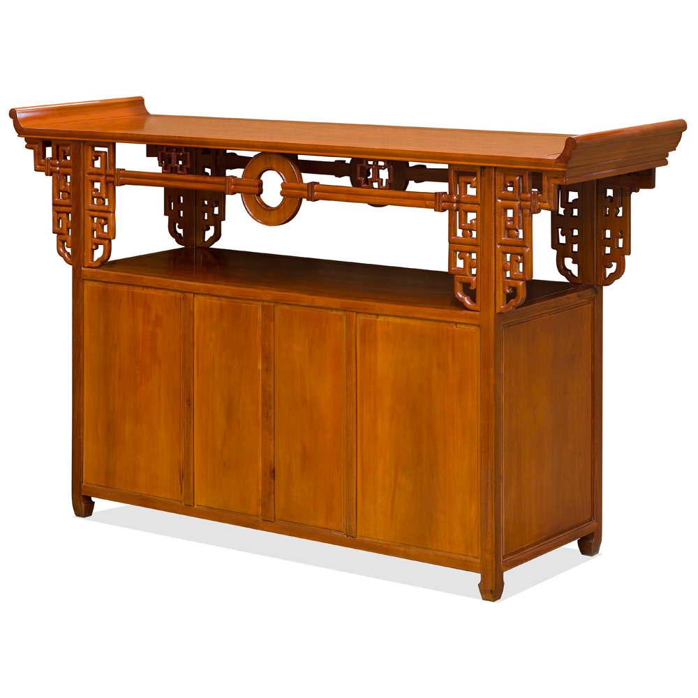 Natural Finish Rosewood Asian Altar Table Cabinet