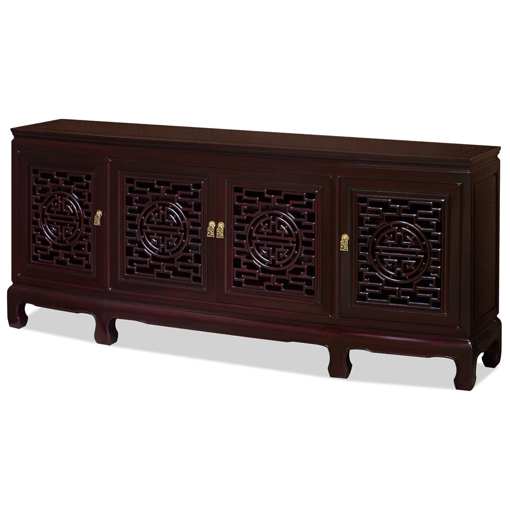 72 Inch Dark Cherry Rosewood Longevity Design Sideboard with Lattice Doors