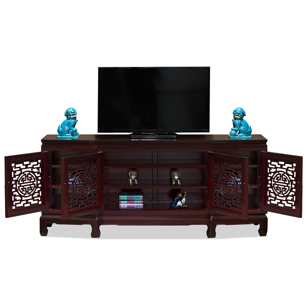 72 Inch Dark Cherry Rosewood Longevity Design Sideboard with Lattice Doors