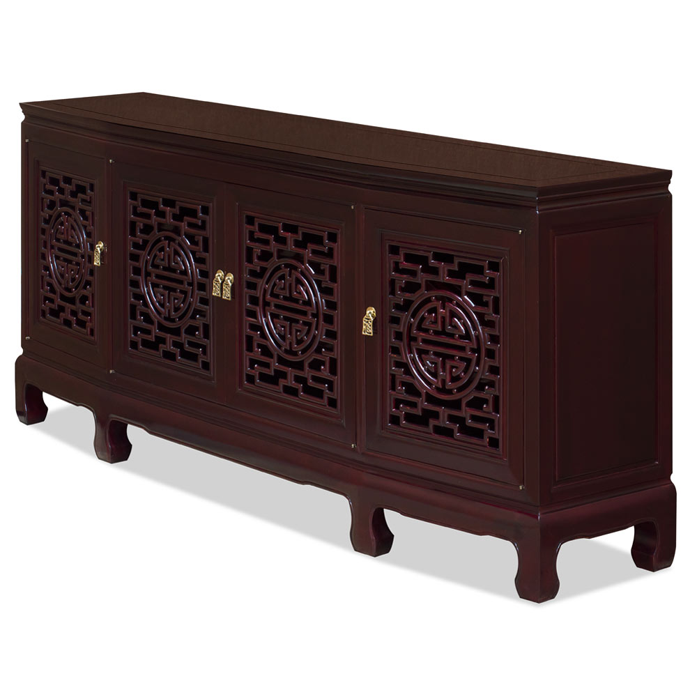 72 Inch Dark Cherry Rosewood Longevity Design Sideboard with Lattice Doors